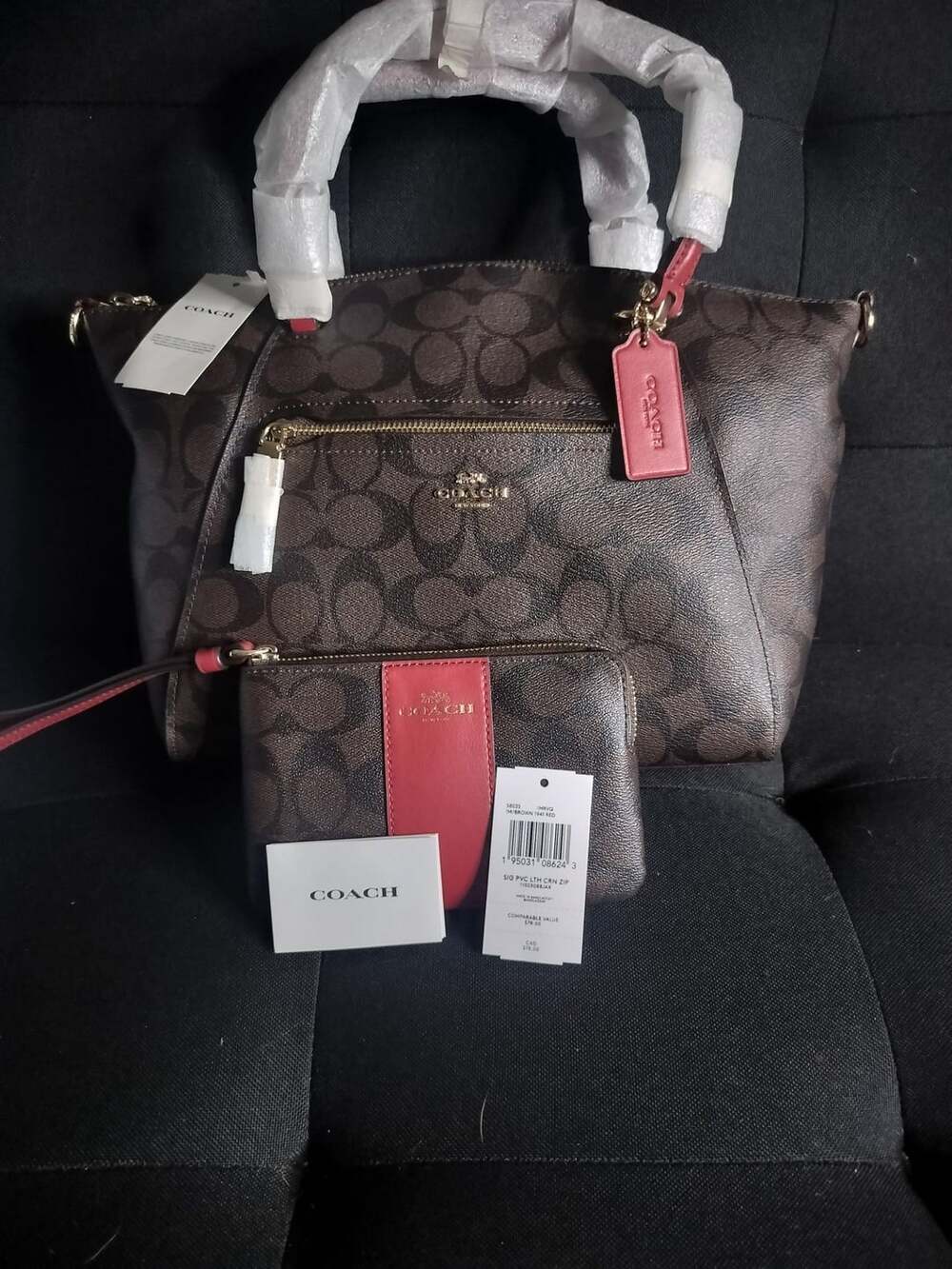 Coach Prairie Satchel in Signature Canvas Brown 1941 Red F79998